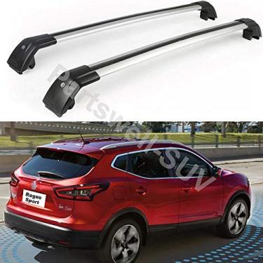 Imagem de YiXi-Partswell 2 peças de rack de teto travável barras transversais bagageiro alumínio adequado para Nissan Rogue Sport 2017-2021 - prata
