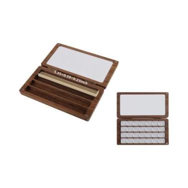 Imagem de Caixa Retangular De Madeira Nogueira Preta Para Pintura, Paleta Com Me
