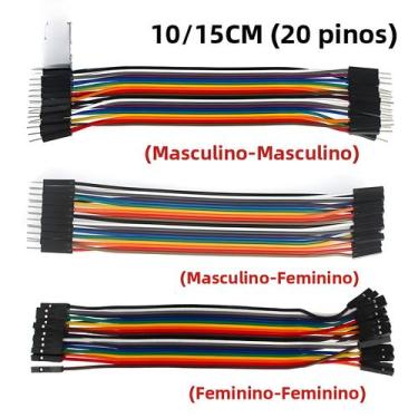 Imagem de 20 Fios Jumper DuPont Macho-Macho E Fêmea-Fêmea De 10cm E 15cm Para Ar