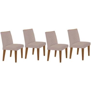 Imagem de Kit 4 Cadeiras De Cozinha Jade 4 Un Capuccino Suede Creme Rufato