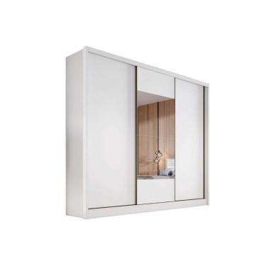 Imagem de Guarda Roupa Casal 3 Portas De Correr E 8 Gavetas C- Espelho Arezzo Plus Branco - Novo Horizonte