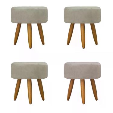 Imagem de Kit 04 Puff Decorativo Redondo - Bege Bege