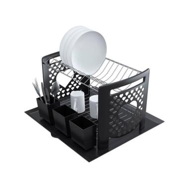 Imagem de Escorredor De Louça Com Laterais Em Coração E Bandeja Em Plástico - Stolf Preto