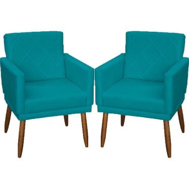 Imagem de Kit 2 Poltronas Decorativa Para Sala Recepção Beatriz Suede Cores Pé Palito Castanho