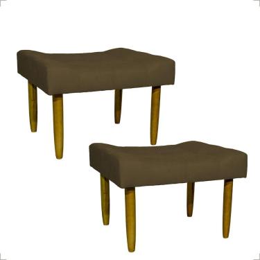 Imagem de Kit 2 Puff Decorativo Confortável Retangular Para Sala Recepção Quarto Requinte Suede Cores Pé Palito