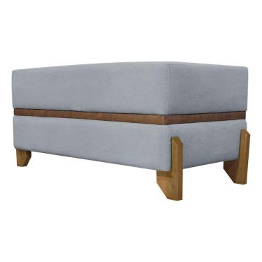 Imagem de Puff Recamier Kodama Para Cama Queen 150cm Pé Castanho Cinza Bouclé