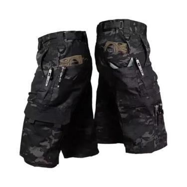 Imagem de Bermudas Cargo Masculinas Camufladas Verde Militar Para Trabalho E Tre