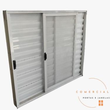 Imagem de Veneziana 3 folhas 100x120 com tela mosqueteira linha modular aluminio