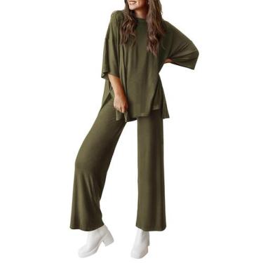 Imagem de Conjunto de Moletom PRETTYGARDEN Feminino 2 Peças Verde Militar P