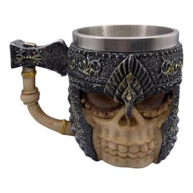 Imagem de Copo Caveira Medieval 400ml Resina E Metal Para Decoração - Tenda Medi