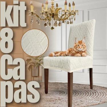 Imagem de Kit 8 Capas de Cadeira Linha Gold Anti Gato Indiana - Creme - OK Darli