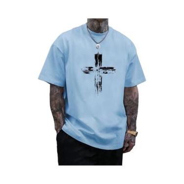 Imagem de Camiseta Masculina plus Size De Verão Em Algodão Casual Com Estampa Re