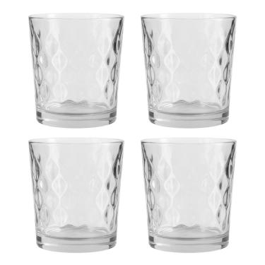 Imagem de Jogo 4 Copo De Vidro Transparente Para Whisky Diamond 360ml Em Casa Tem