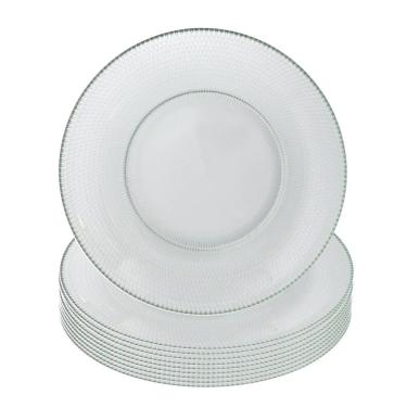 Imagem de Jogo 10 Prato Raso De Vidro Gema Plus Transparente 25cm Class Home