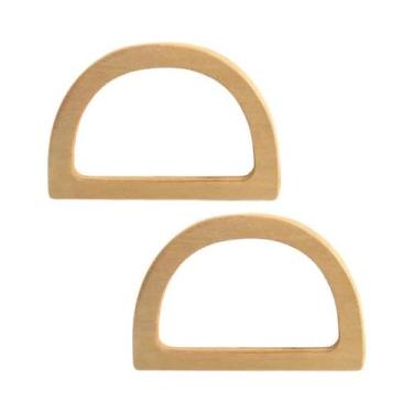 Imagem de Alça De Madeira Em Formato D Para Bolsas - Peças De Reposição (2 Peças