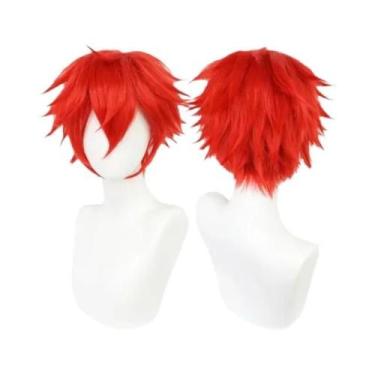 Imagem de Peruca Curta Masculina Para Cosplay Sintética Prata Vermelha Rosa Loir