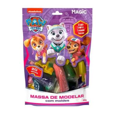 Imagem de Massa de Modelar Magic Patrulha Canina 12 Cores Com Moldes Roxo 300g