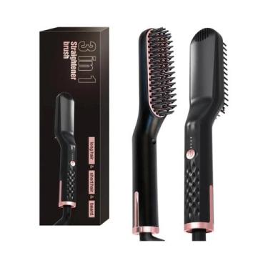 Imagem de Escova Alisadora Elétrica De Barba E Cabelo Masculina Com Íons Negativ