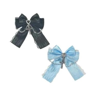 Imagem de Clipe De Cabelo Estilo Lolita Preto E Branco Para Meninas E Mulheres, 