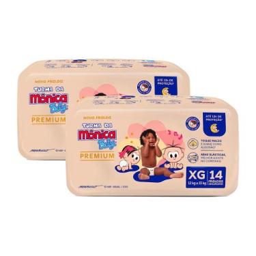 Imagem de Kit 2 Fralda Turma da Mônica Baby Premium Jumbo XG com 14un cada