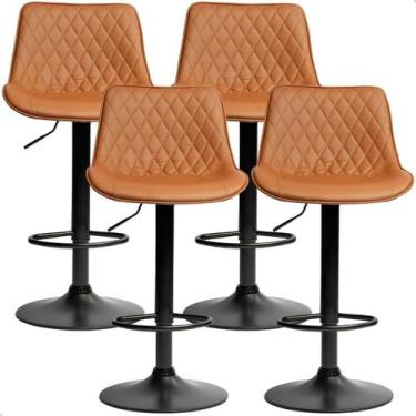 Imagem de Banqueta Alta Cozinha Bar Balcão Para Bancada Encosto Kit 04 prime.off