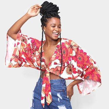 Imagem de Blusa Cropped Oh Boy Amarração Manga Ampla Feminina-Feminino