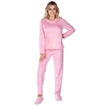 Imagem de Conjunto De Frio Pijama Feminino Inverno Soft Fleece Solto Adulto Fofinho Marca Victory-Feminino
