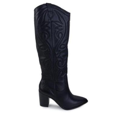 Imagem de Bota Feminina Via Marte Country Couro Preto - 079-012-02-Feminino