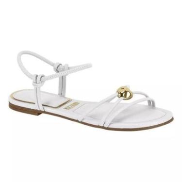 Imagem de Sandália Feminina Rasteira Chinelo Tiras com enfeite dourado Casual-Feminino