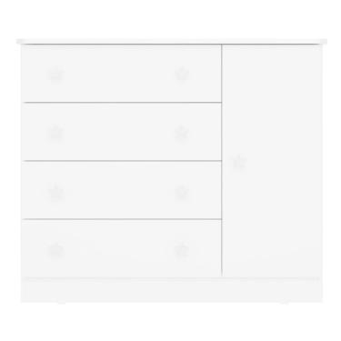 Imagem de Cômoda Infantil Doce Sonho 1 Porta 4 Gavetas Branco - Qmovi