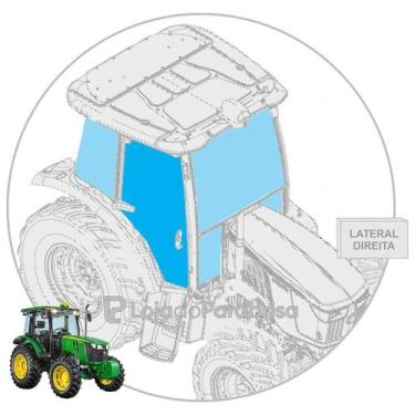Imagem de Vidro da Porta Direita para Trator John Deere 5078E, 5085E e 5090E