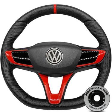 Imagem de Volante Esportivo Gol G5 G6 Volkswagen + Cubo Poliparts, Vermelho