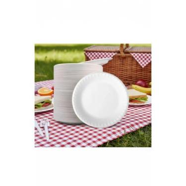 Imagem de 2x 100 Pratos Descartáveis Isopor 23cm Brancos P/ Eventos - Congratula