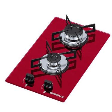 Imagem de Cooktop 2 bocas ultra chama vermelho chapa - Chamalux, Bivolt