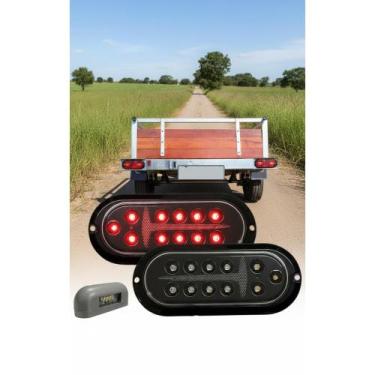 Imagem de 2x Lanterna Reboque Cristal C/ Placa Universal 12/24V 11 LED - Congrat