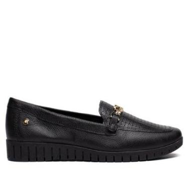Imagem de Mocassim Feminino Campesí Couro Flatform Preto/Dourado-Feminino