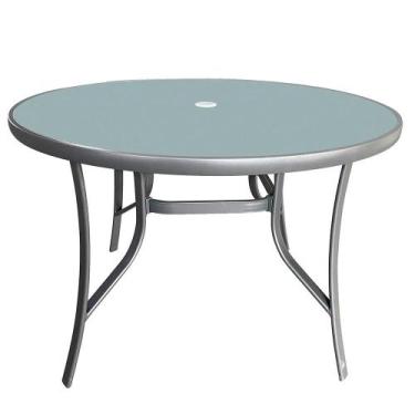 Imagem de Mesa Arpoador Cinza Tampo Vidro Base Alumínio - 76684 - Sun House