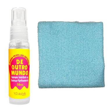 Imagem de Kit Limpa Bacterias Lentes e Celulares com Pano Microfibra Cor:Azul Cl