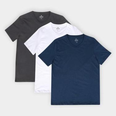 Imagem de Kit Camiseta Hering C/ 3 Peças Masculina, Preto, Branco, GG