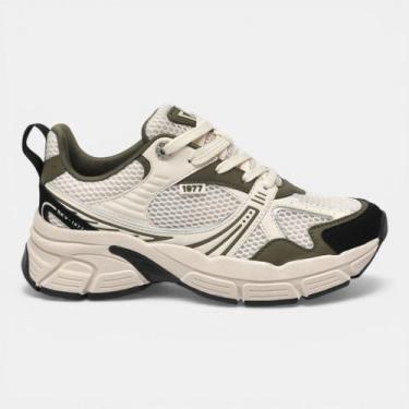 Imagem de Tênis Via Marte Casual Esportivo Off White com Verde Militar, Marfim, 