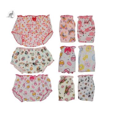 Imagem de Kit 6 Calcinhas Bebe Tapa Fralda  Algodão Graça Menina 1091, P, Branca
