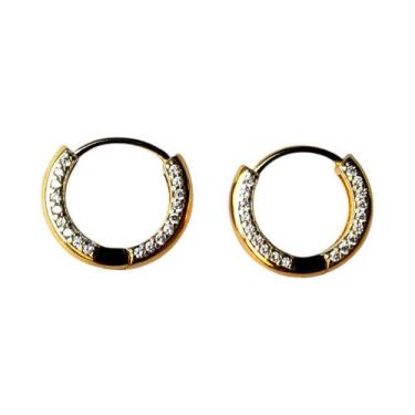 Imagem de Brinco Argola Click Pequeno com Zircônias Folheado a Ouro 18k - Nubae 