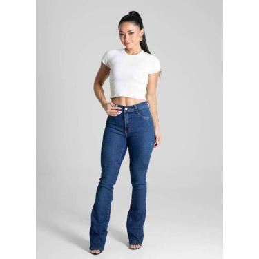 Imagem de Calça Feminina Jeans Bootcut Sawary Premium Original Cintura Alta Moda
