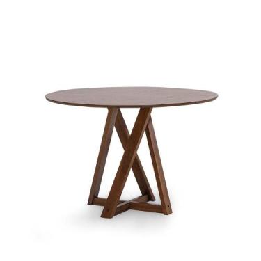 Imagem de Mesa de Jantar 4 Lugares Redonda Herval Prisma, Amêndoa, 110 cm