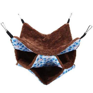 Imagem de Andraw Rede colorida para animais de estimação, cama suspensa com hamster, três camadas de açúcar bonito para hamster(azul)