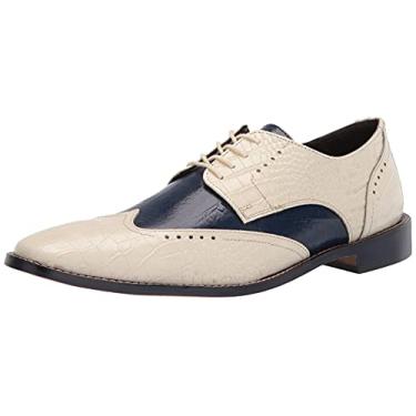 Imagem de STACY ADAMS Ferrara Wingtip Oxford masculino, Marfim/azul escuro, 38