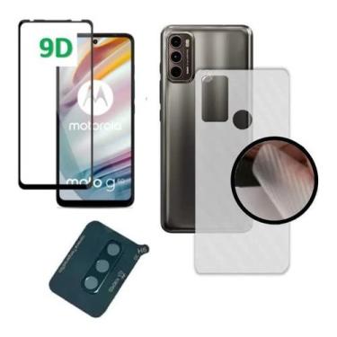 Imagem de Kit Película de Vidro 3D, Lente da Câmera e Película Skin Carbono Para Moto G60 - Jodda