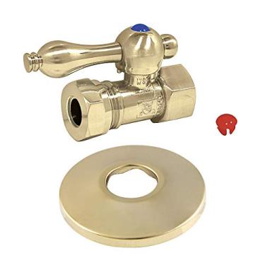 Imagem de Kingston Brass CC44152K FIP X 1,27 cm ou 1,27 cm (1/2 polegada) ou 1,27 cm (7/16") válvula de parada reta com flange, latão polido