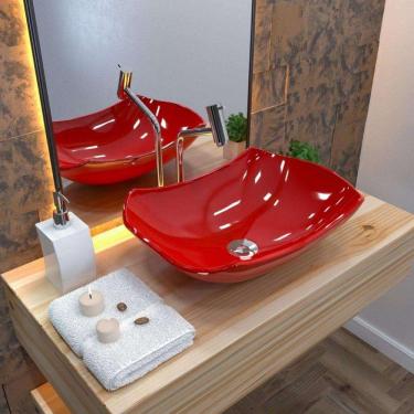 Imagem de Kit Cuba L42 com Torneira Link 1062 Metal + Válvula Click 1``B (2,6cm) Vermelho