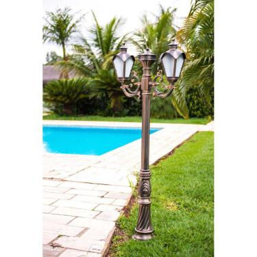 Imagem de Poste Para Jardim Colonial Sinha Duplo Alumínio Cobre 1.84m 15001/2